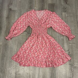Floral Pink Long Sleeve Dress
